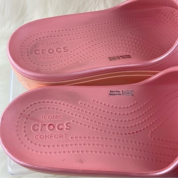 CROCS PLATFORM VIVIC BLOOMS PINK SLIDES-SANDALS SIZE 9 WOMAN - Picture 11 of 12
